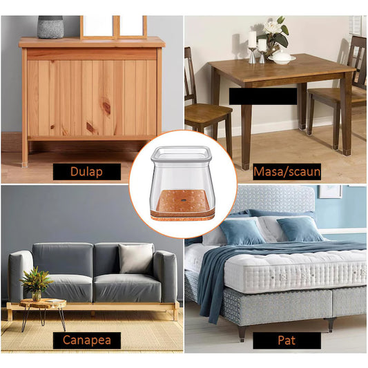 Protectii Picioare Scaun/Mobila Din Silicon Si Pasla